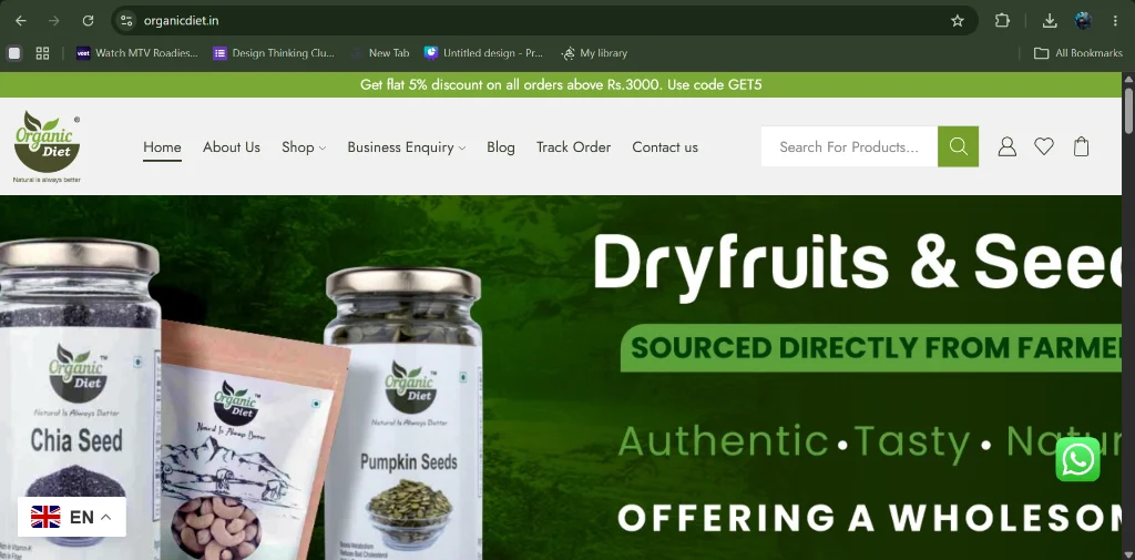 Organic Diet Storefront Showcase